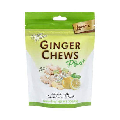 Prince of Peace Ginger Chew Plus+ with Lemon, 3 oz. Bag Digestive Aid, Relief, Healthy Candy, Stomach Aid