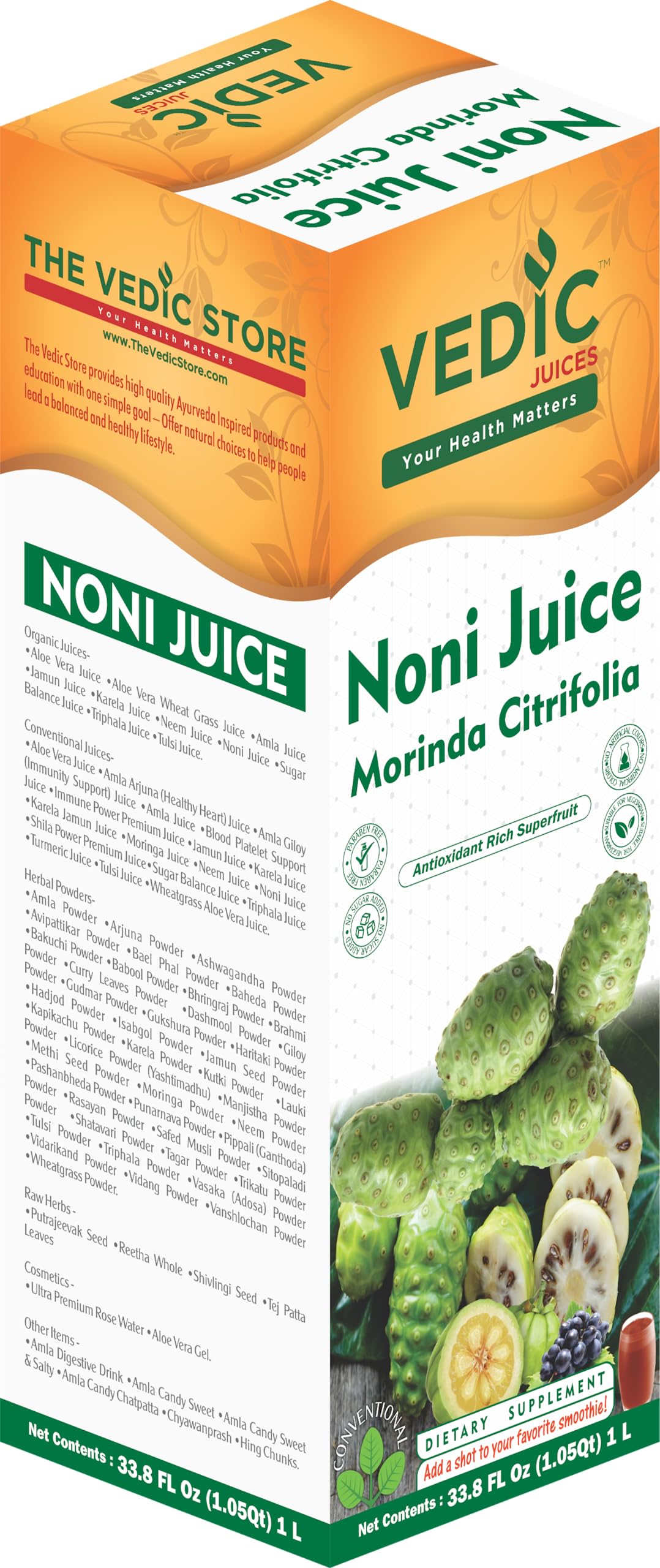 Vedic Juice Regular Noni Juices Blend - Daily Wellness Drink Made From All-Natural Ingredients - 33.8oz, Ideal for Daily Use