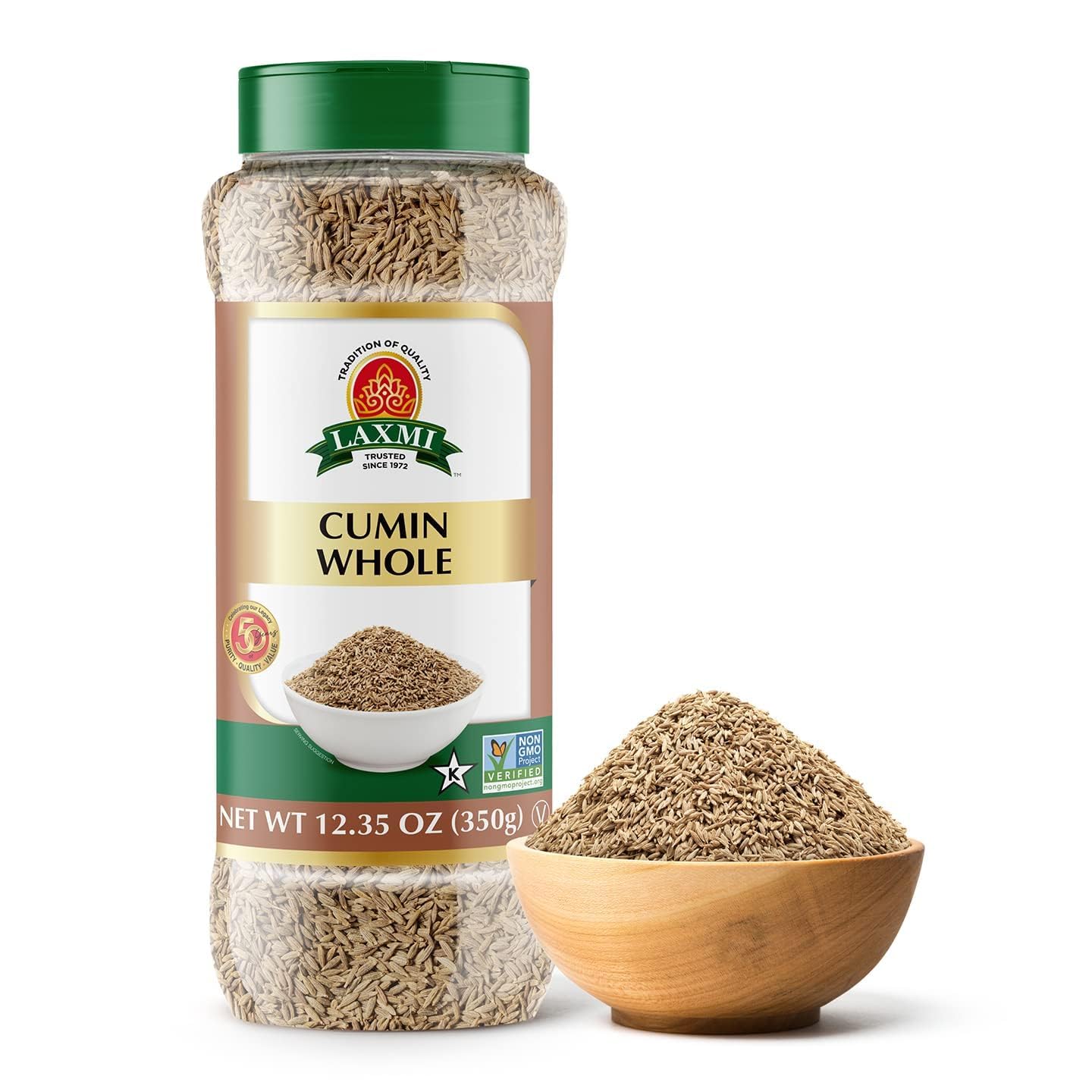 Laxmi Brand House of Spices, Whole Cumin Seeds, Bulk Spices, Non GMO, All Natural, Vegan, Product of India (12oz, Whole Cumin Seeds)