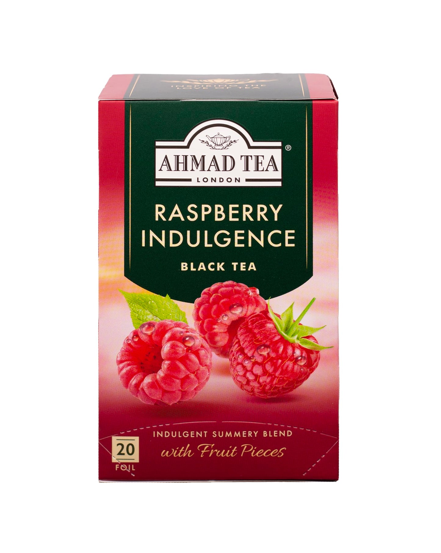 Ahmad Tea Black Tea, Raspberry Indulgence, 20 ct (Pack of 6) - Caffeinated & Sugar-Free
