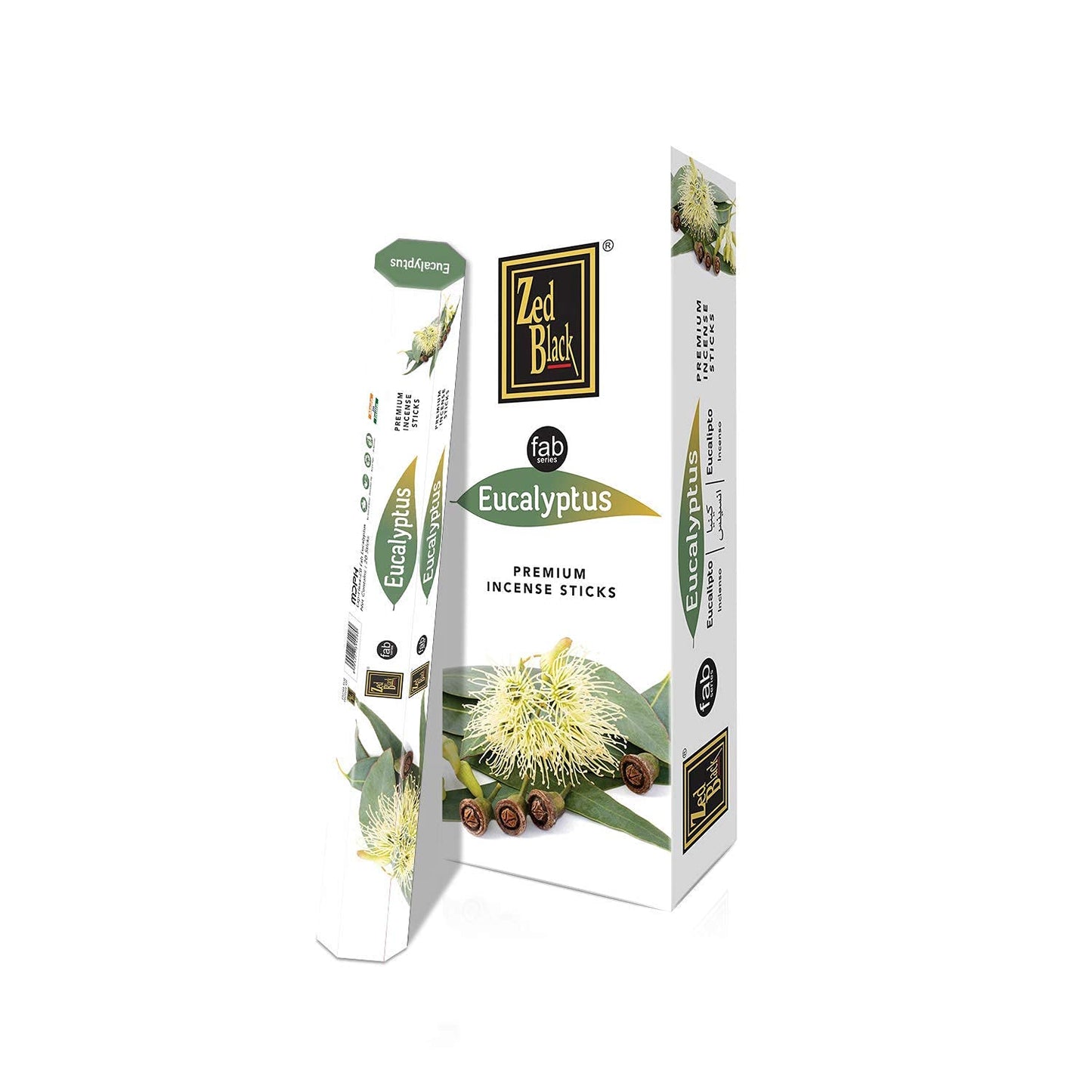 ZED BLACK Premium Eucalyptus Natural Incense Sticks - 20 Sticks Per Box & 6 Boxes Inside (Total 120 Sticks) - Use It at Home or Workplace Alluring Aroma Sticks