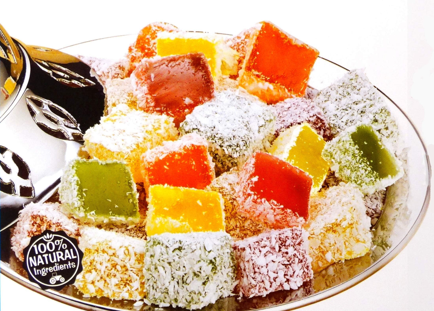 Hacizade Turkish Delight With Mixed Fruit Coconut Covered 454gr, (1 pound)