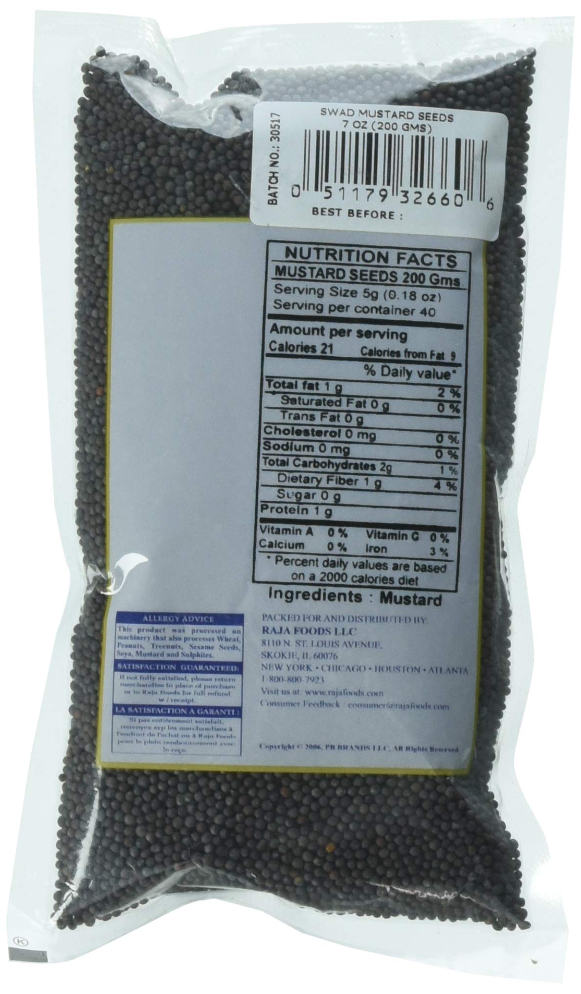 Swad Mustard Seeds 7 Oz - Food / Masala / Dal