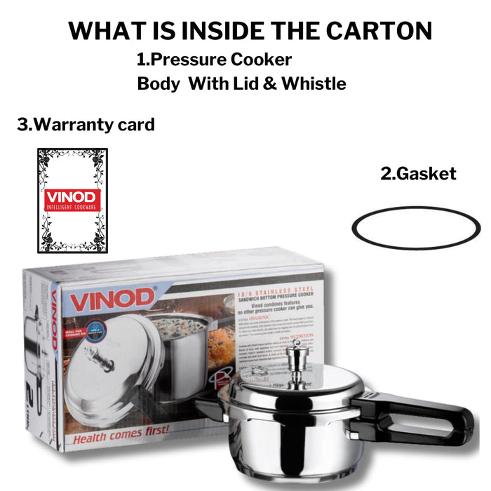 Vinod St. Steel Pressure Cooker 3 Litres