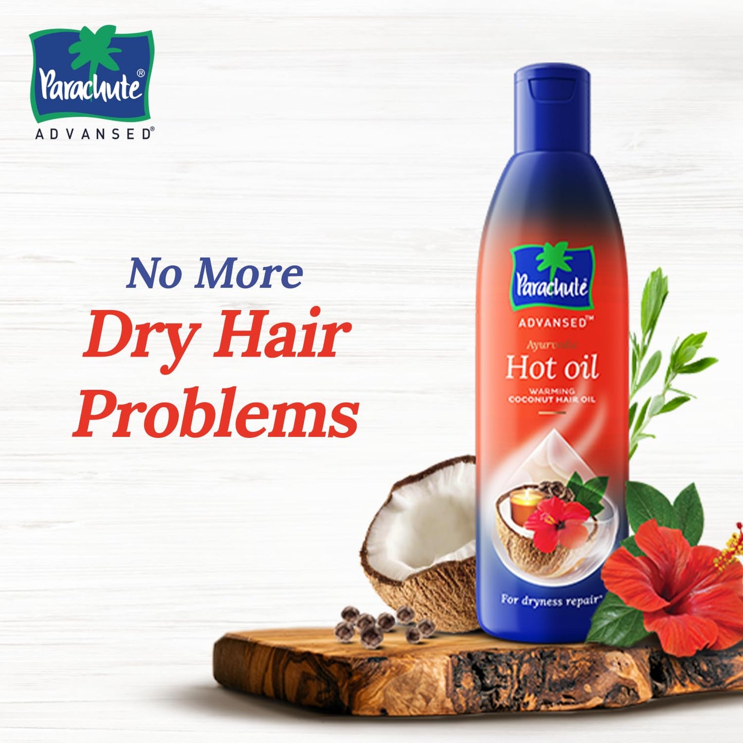 Parachute Advansed Ayurvedic Deep Conditioning Hot Coconut Oil - 6.4 fl.oz. (190ml) - Dry Scalp Repair, Gives Stronger, Softer, Silkier Hair