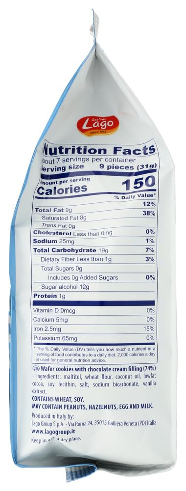 Gastone Lago Party Wafers Chocolate Cream Filling 7.5oz Chocolate Sugar Free