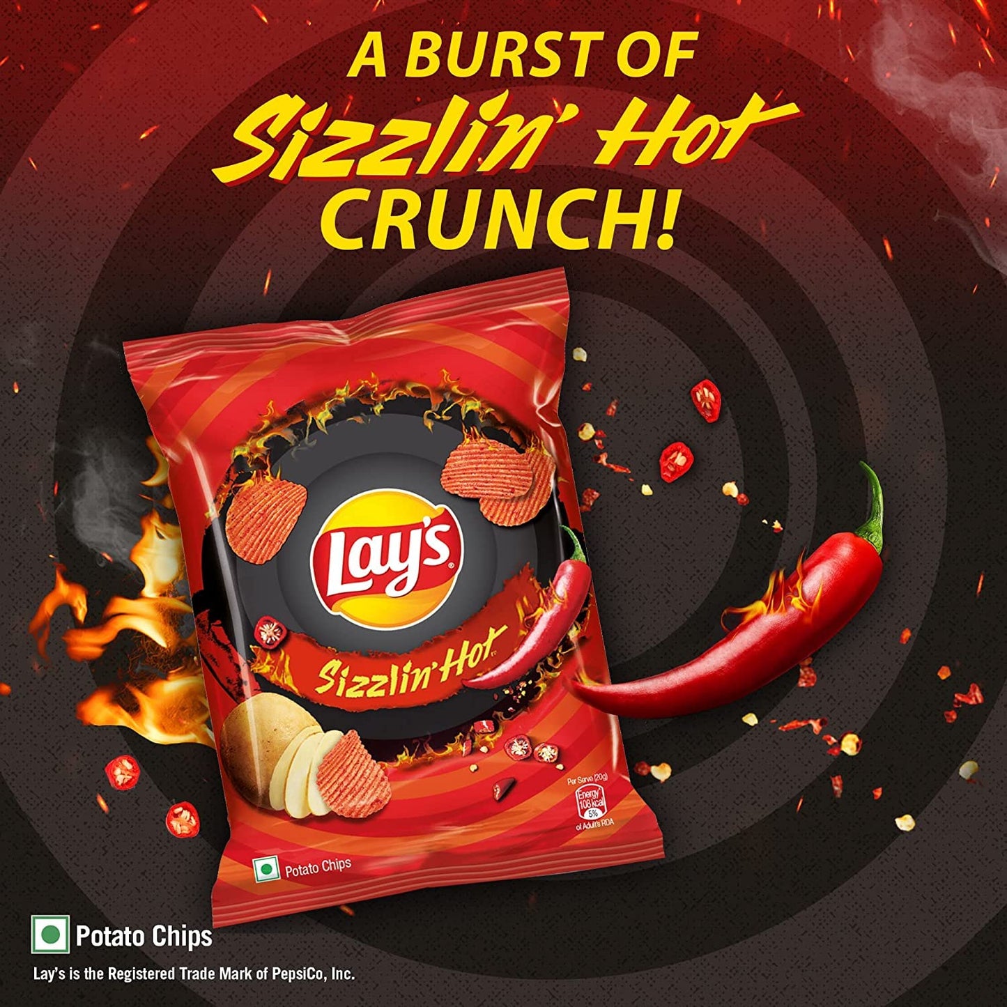 Lay's Sizzlin Hot Indian Chips Pack of 3