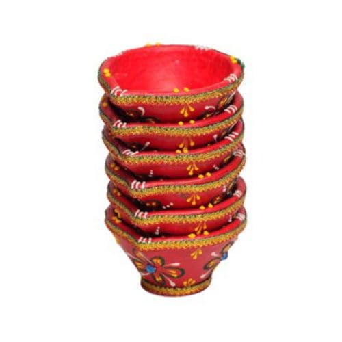 Rangila Diya 6pc 3inch #193 - Diwali Clay Diya
