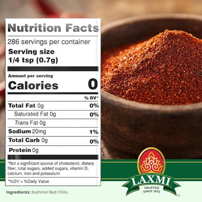 LAXMI Kashmiri Red Hot Chili Powder, South Asian Chilli Seasoning, 14 Oz