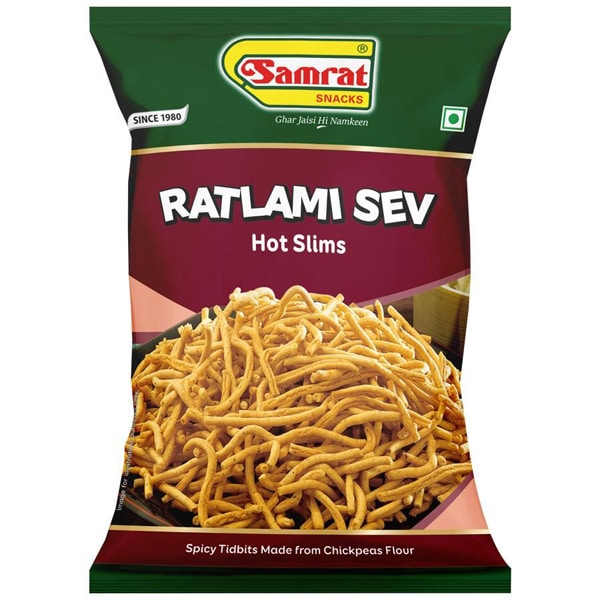 Samrat Namkeen Ratlami Sev Ready To Eat Snacks,Indian Namkeen Snack,Fresh and Crispy 400 gms