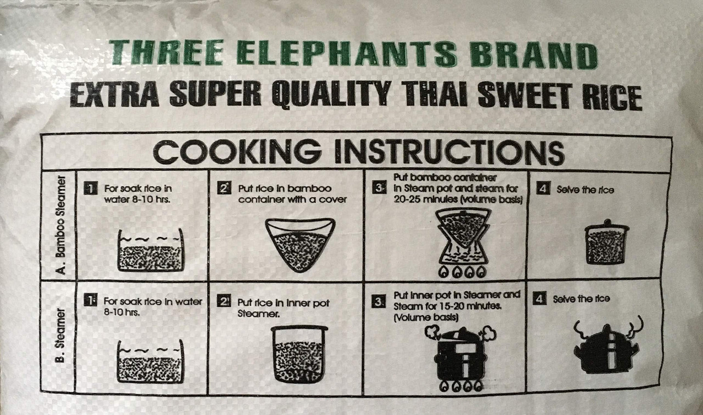 Three Elephants Thai Sweet Rice, 20 Pound