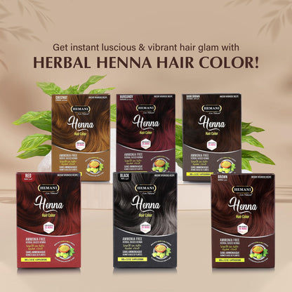 HEMANI Hair Henna Color 2.12 OZ (60g) 6 Applications, Colors in 20 Minutes - Ammonia Free - Herbal Based Henna (Chestnut)