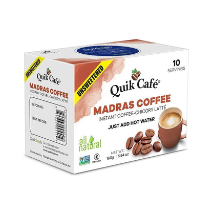 Quik Caf Unsweetened Madras Coffee - 10 Count - Indian Tea
