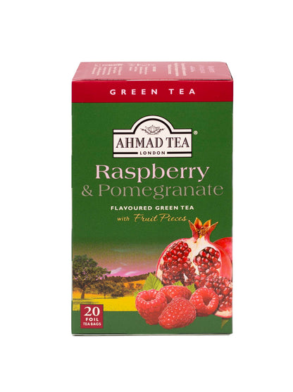 Ahmad Raspberry & Pomegranate Flavoured Green Tea with Fruit Pieces 20 Bags