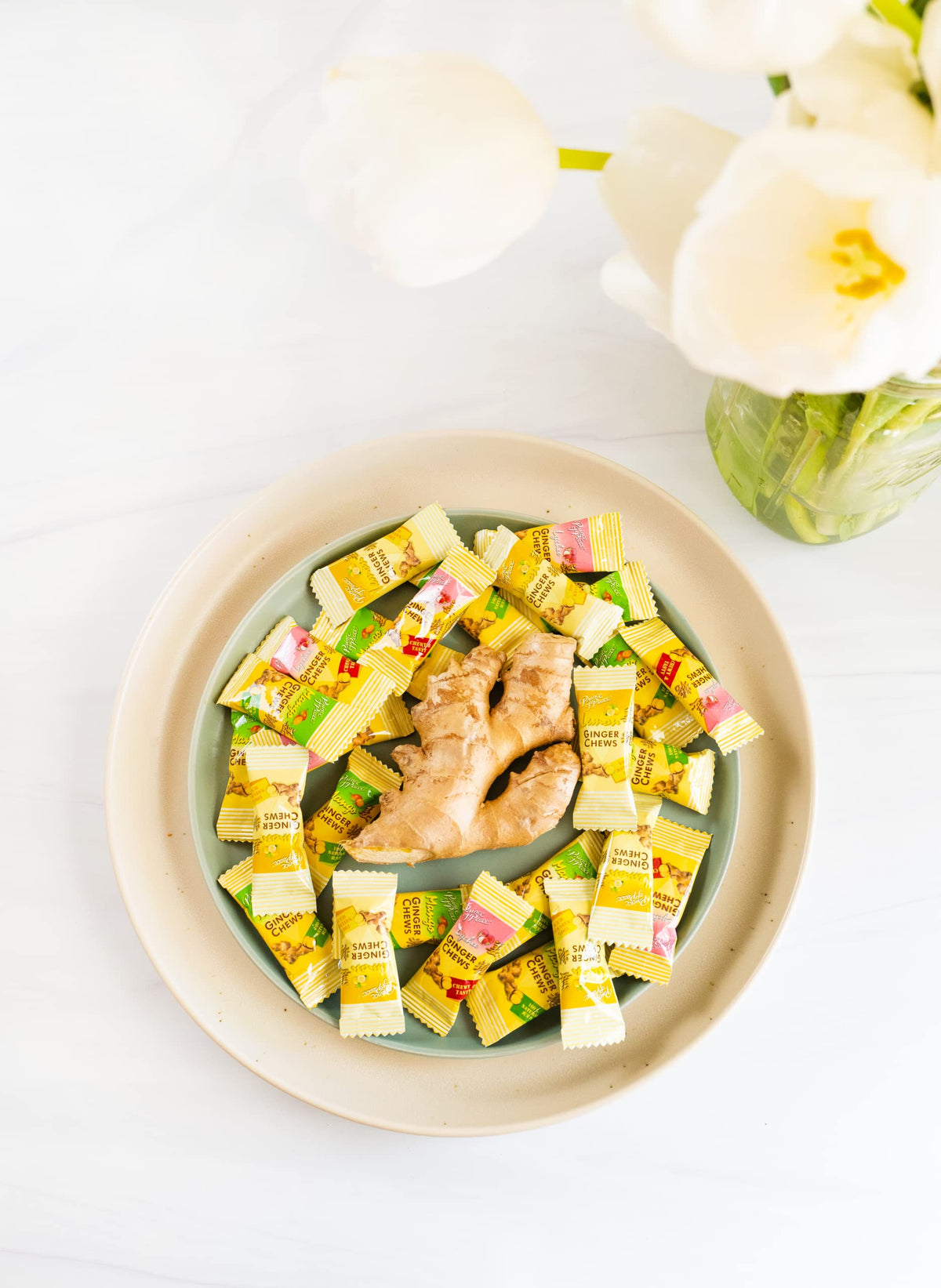 Prince of Peace Ginger Chews with Lychee, 1 lb. Candied Ginger Lychee Flavored Candy Lychee Ginger Chews