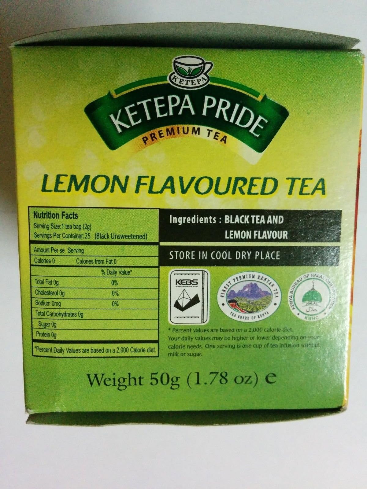 Kenyan Ketepa Pride Lemon Flavoured Enveloped Tea Bags 25 sachets (Kenya)