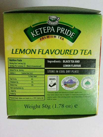 Kenyan Ketepa Pride Lemon Flavoured Enveloped Tea Bags 25 sachets (Kenya)