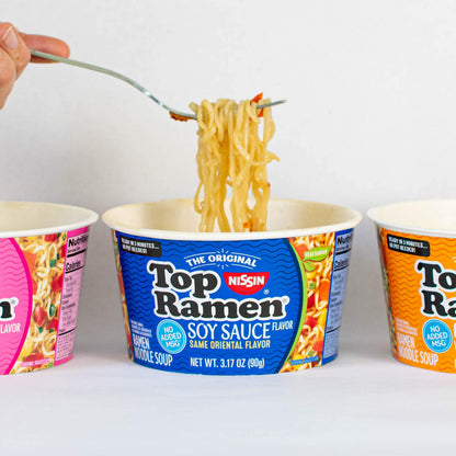Nissin Top Ramen Bowl, Soy Sauce Flavor, Microwavable Bowl, 3.17oz. (6-Pack)