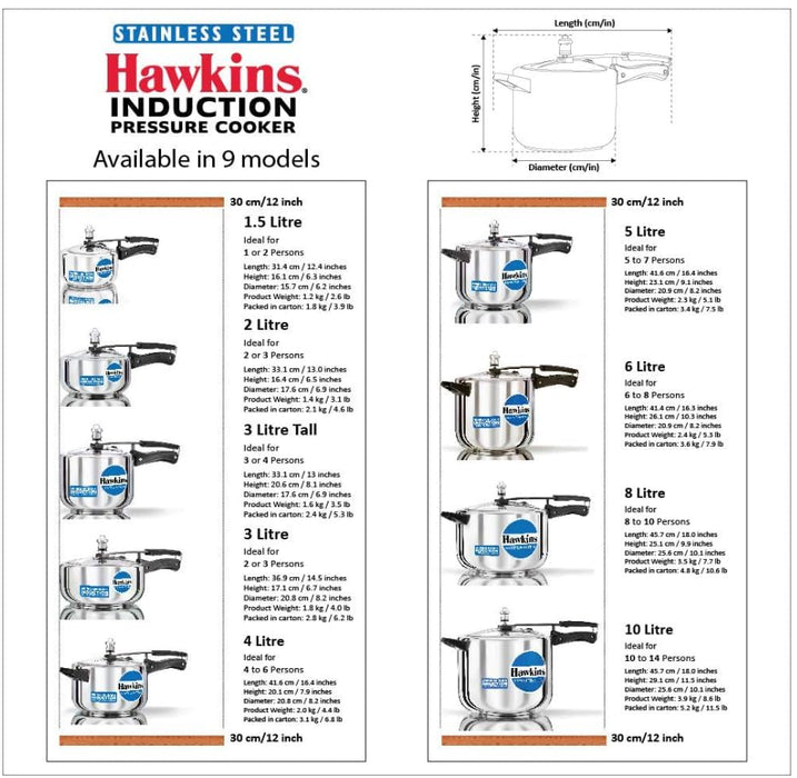 Hawkins Stainless Steel Pressure Cooker 5L