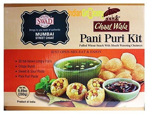 Swad Pani Puri Kit (Puffed Wheat Snack with Mouth Watering Chutneys) - 9.89 Ounces, 280 Grams