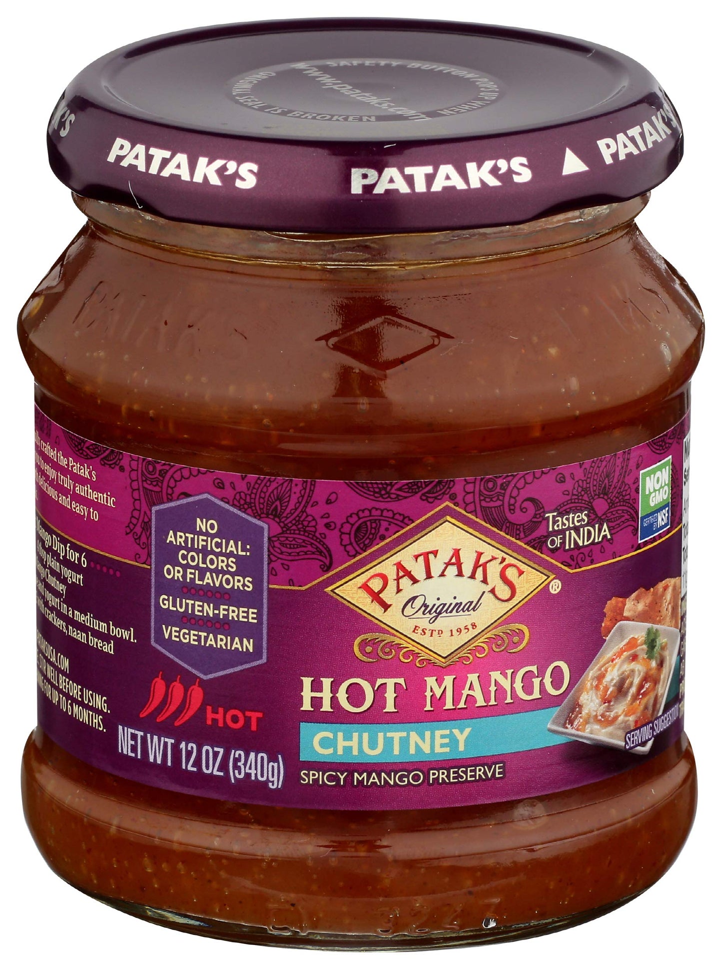 Patak's Hot Mango Chutney 12 Oz - Chutney Spread