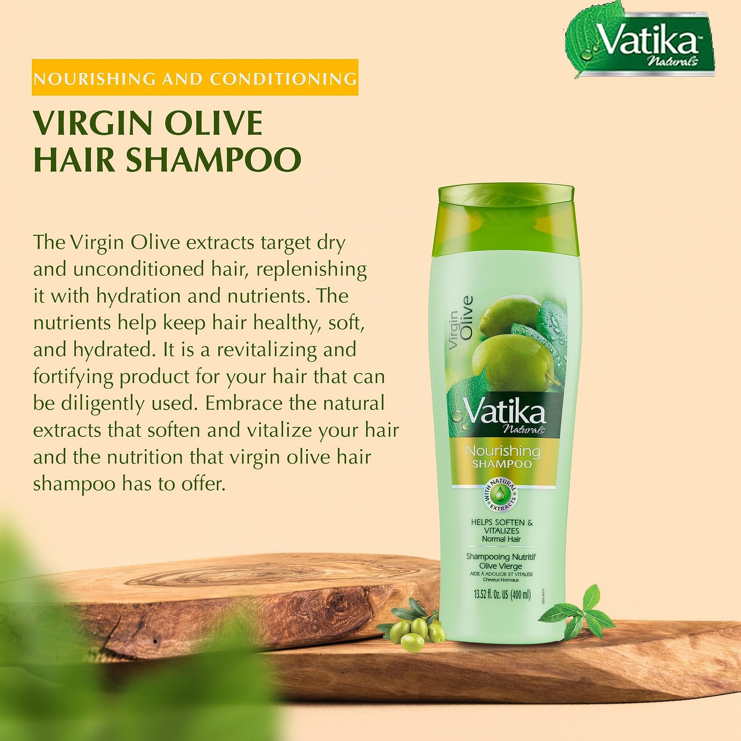 Dabur Vatika Naturals Virgin Olive Nourishing Shampoo 400ml