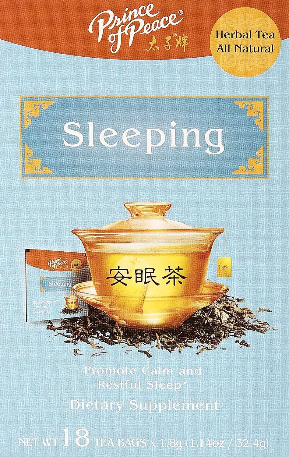 Prince of Peace Sleeping Tea, 2 Pack - 18 Tea Bags Each Herbal Tea Bags for Sleep Support Bedtime Tea Prince of Peace Herbal Sleep Aid Valerian Root Tea