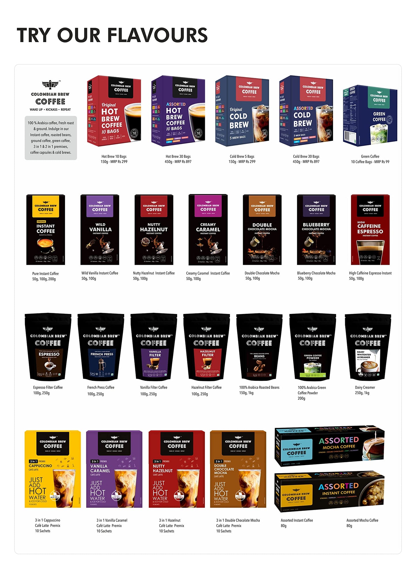 Colombian Brew Blueberry Chocolate Mocha Caf Latte, Instant Coffee Powder Pre-Mix (3 in 1) 1kg