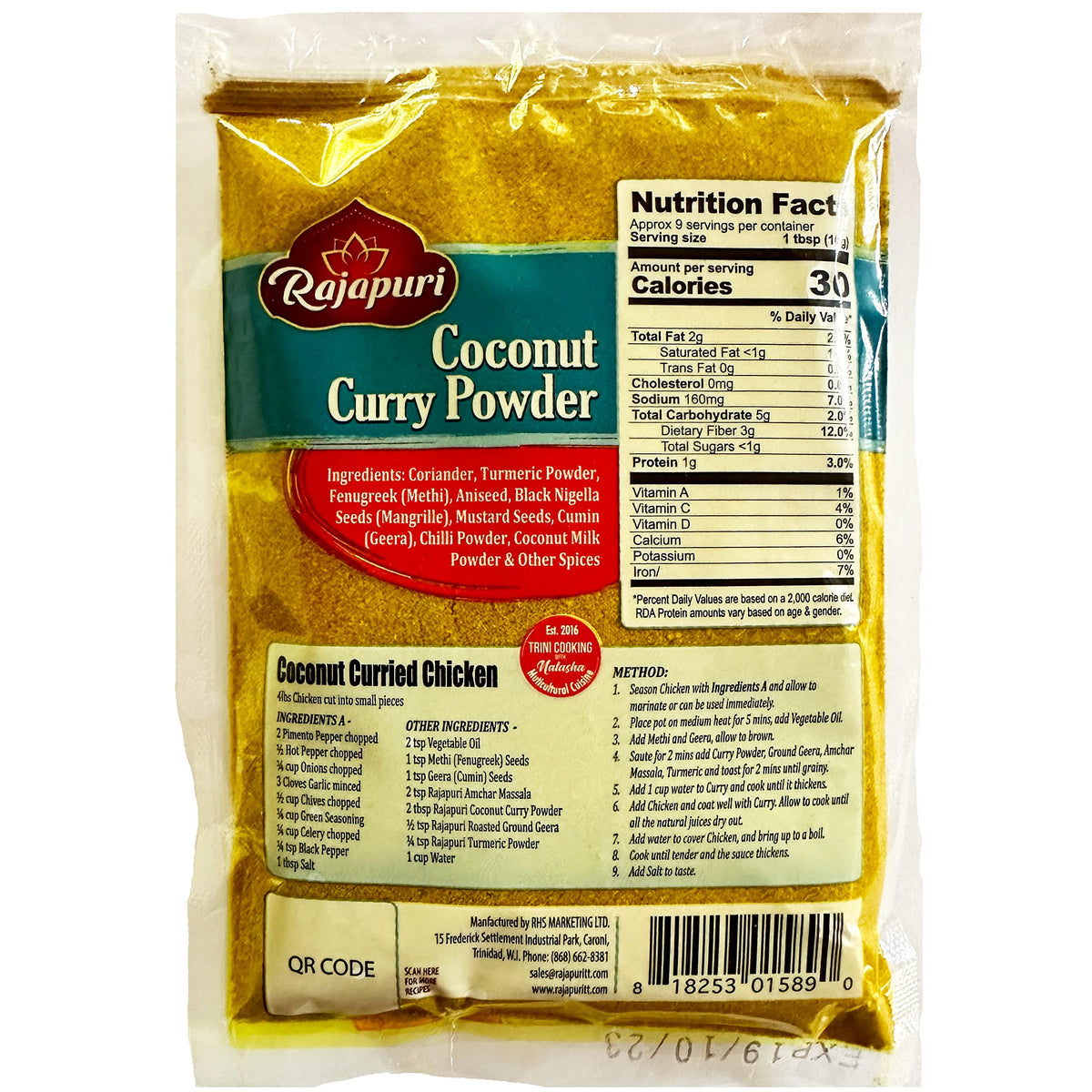 Rajapuri Mixed Spices | Coconut Curry -85g / 3 Ounce | Brings The Taste Of The Caribbean Home