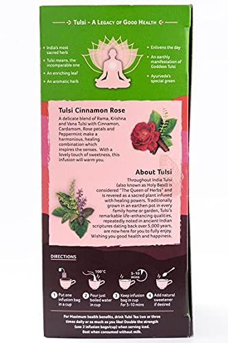 Organic India Tulsi Caffeine Free Tea, Cinnamon Rose, 18 Count