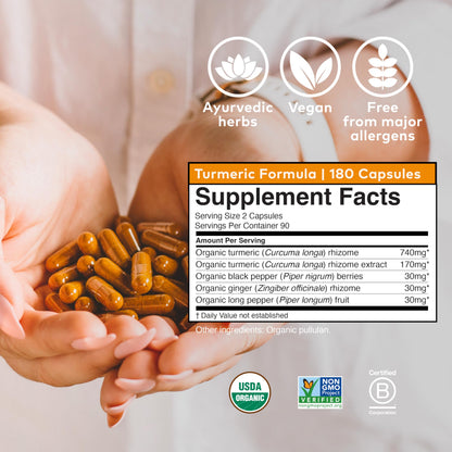Organic India, Turmeric Formula, Joint Mobility & Support, 90 Vegetarian Caps, Pack of 2