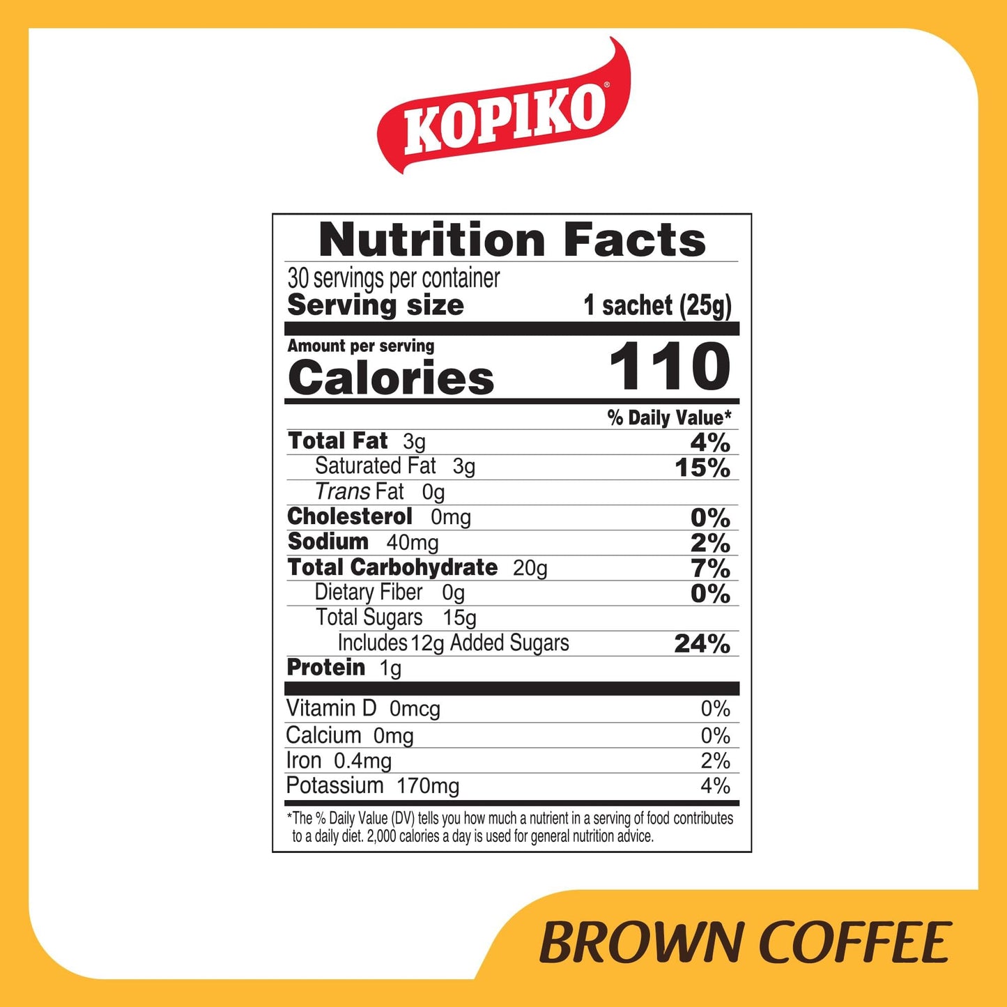 Kopiko Instant 3 In 1 Brown Coffee 0.88 Ounce (Pack of 30) Instand coffee Brown