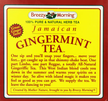 Breezy Morning Teas Jamaican Gingermint Tea Bags, 20 Count