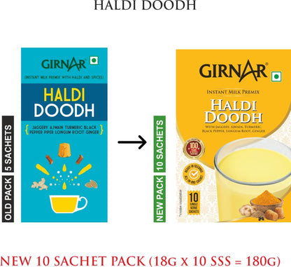 Girnar Instant Milk Premix with Turmeric and Spices 3.17 oz (90 g) | 5 Single Serve Sachets | Easy Chai (Just add Hot Water and Stir) (Single Pack)