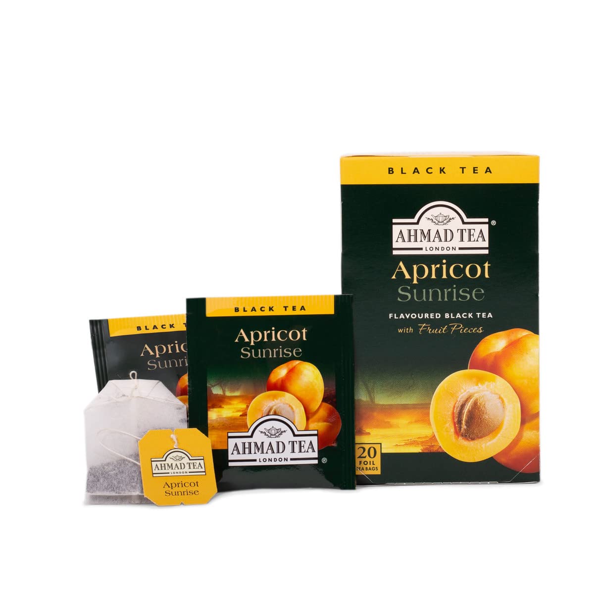 Ahmad Tea Apricot Sunrise, Tea Bags, 20-Count Boxes (Pack of 2)