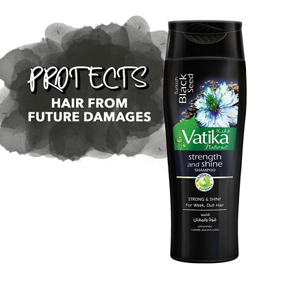 Vatika Naturals Dabur Shampoo - Nourishes and Rejuvenates Your Natural Hair - Strengthening and Moisturizing Cleanser for Frizzy Hair, Damaged Hair and All Hair Types (360ml Bottle) (black seed)