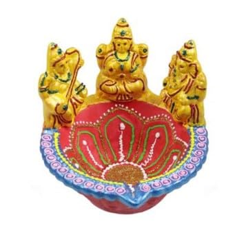 H.Laxmi Ganesh Saraswati Diya 1pc 6x6inch #345