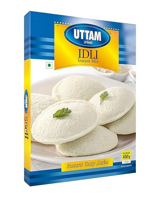 Uttam Idli Mix 400g 30 Pieces Idli Mix for Healthy Breakfast in Just 3 Steps High Fiber Soft Fluffy and Tasty Idlis Authentic South Indian Flavou