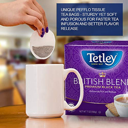 Tetley British Blend Premium Black Teabags, Rainforest Alliance Certified, Regular, 80 Count (Pack of 12)
