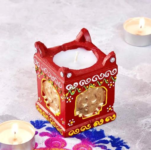 Om Traditional Tulsi Clay Handpainted Diya(Pack of 4)