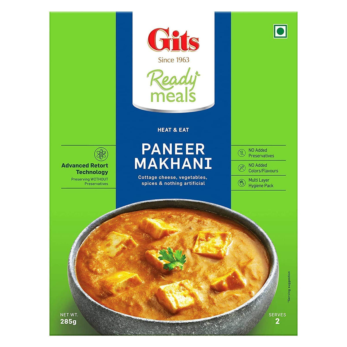 Gits Ready to Eat Paneer Combo 1140g (Matar Paneer, Palak Paneer, Paneer Tikka Masala, Paneer Makhani - 285g Each)