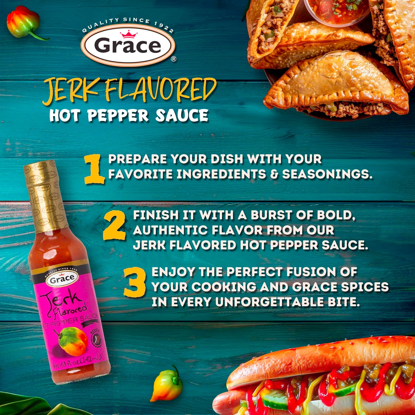 Grace Jerk Flavored Hot Pepper Sauce 4.8 fl oz