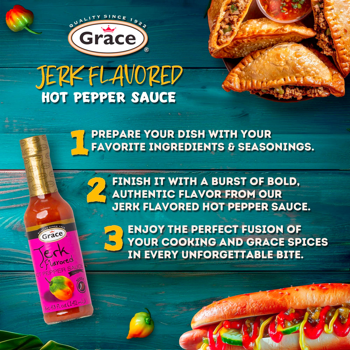 Grace Jerk Flavored Hot Pepper Sauce 4.8 fl oz