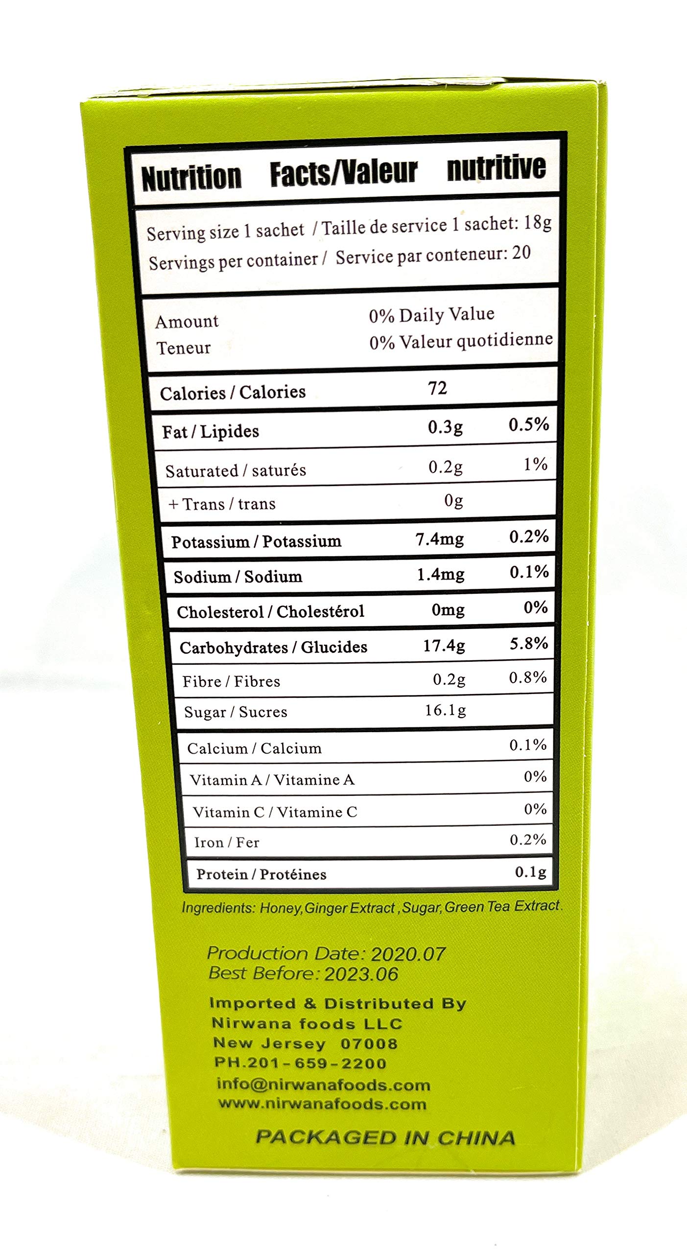 Nirvana Green Tea Ginger Tea Sachets 22 sachetsx 0:63 oz