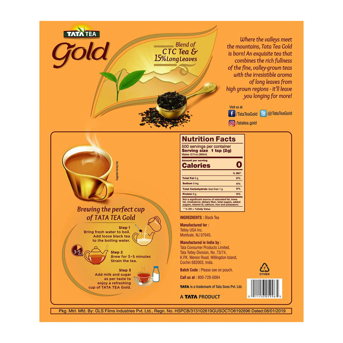 Tata Tea Gold, Loose Leaf Premium Black Tea, 1 KG