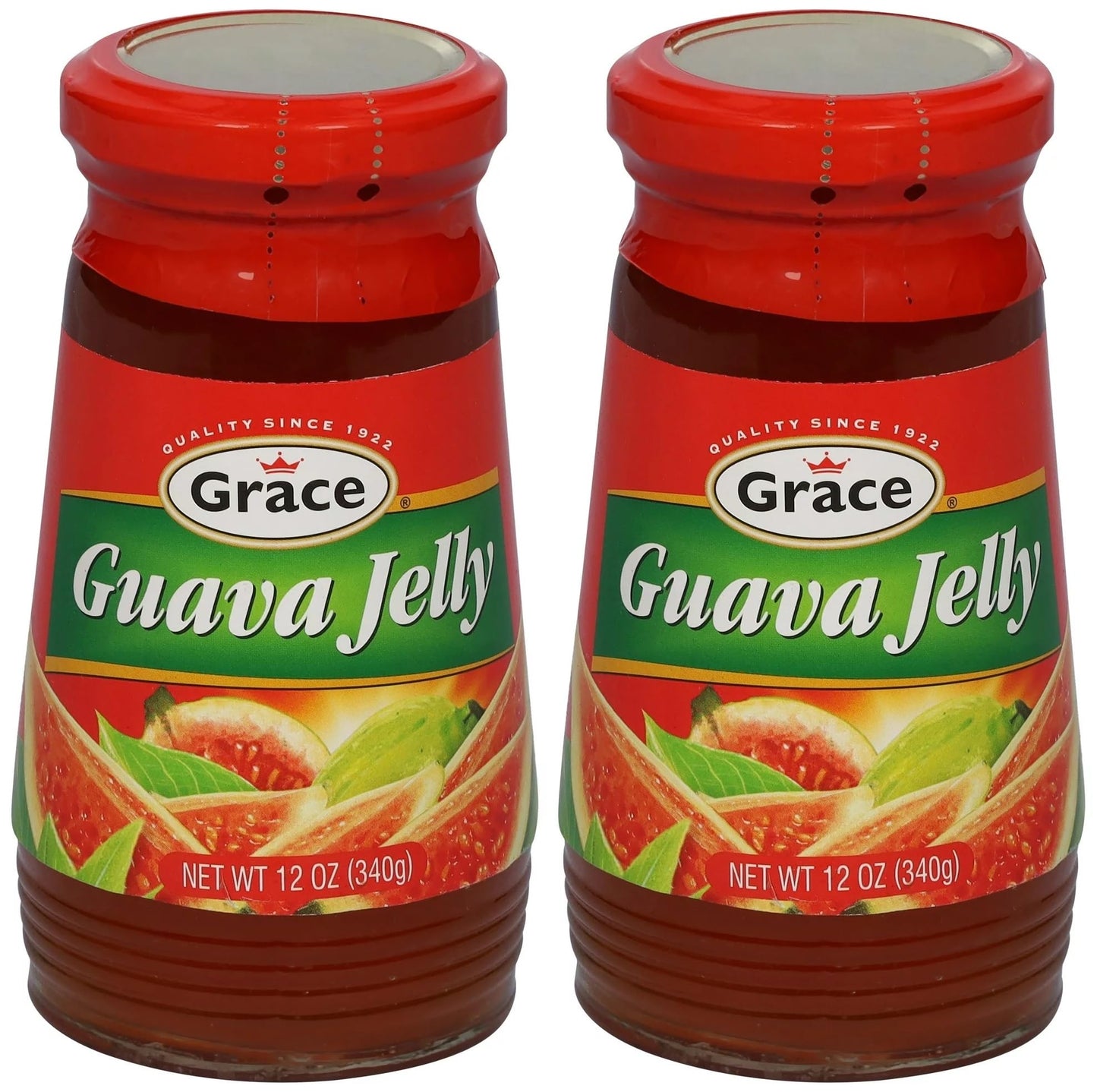 Grace Guava Jelly 12oz - 2 Jars - Caribbean Guava Fruit Spread Made with Premium Jamaican Guava Fruit - Tropical Guava Paste Ideal for Guava Gizzada & Pastelitos de Guayaba