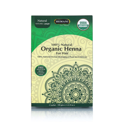 HEMANI Organic Hair Henna 3.5 OZ (100g) 100% Natural - Applicator Brush + Gloves Included (Natural)