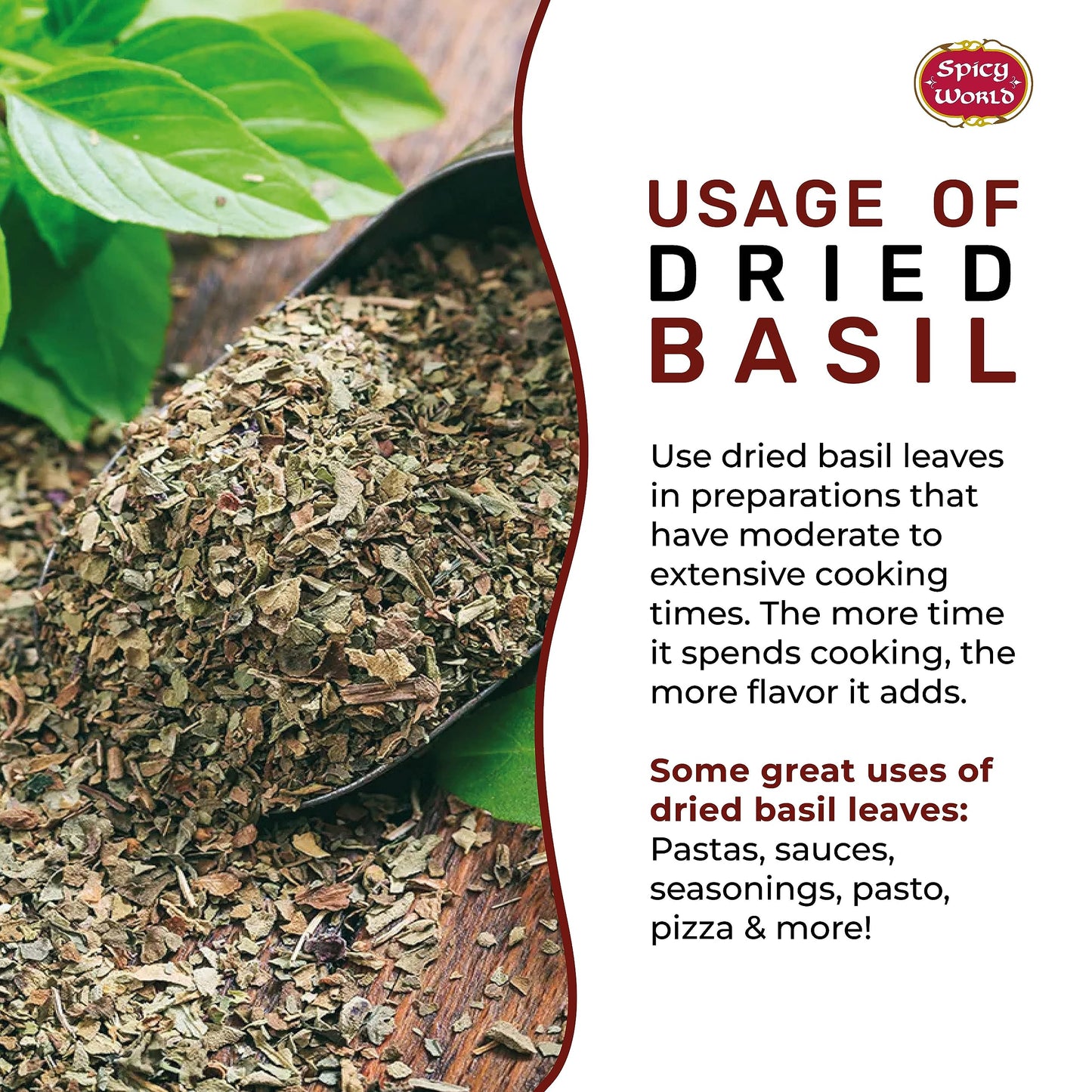 Spice World Basil Leaves 100 Gms - Ayurveda & Vitamins