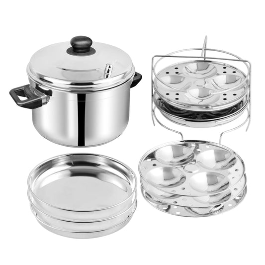 Vinod St. Steel Multi Pot large with Idli & Dhokla plates 4 plates each