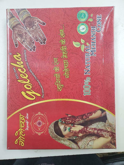 3 x Golecha Natural Henna Cones Temporary Tatoo Body Art Ink